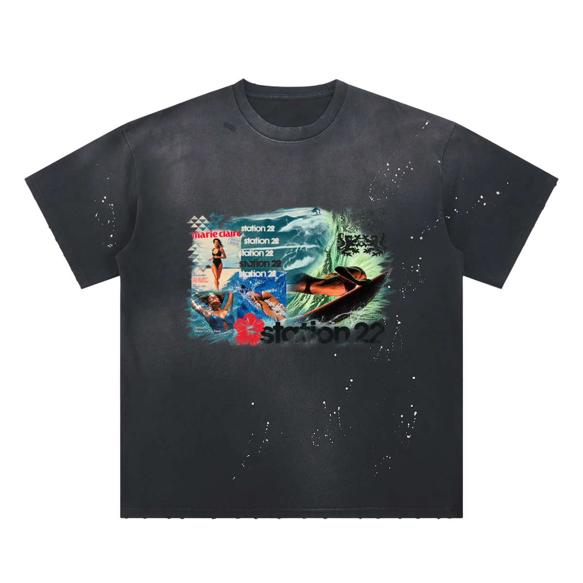 Hand-Frayed Sunfade Paint Splatter T-Shirt